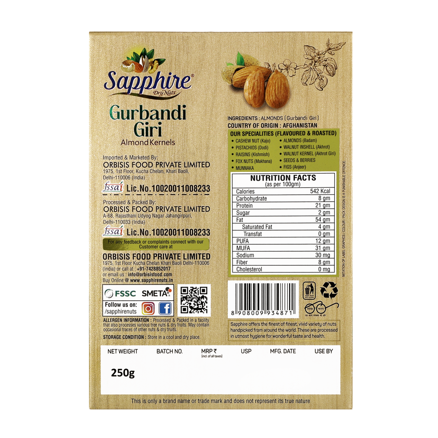 Sapphire Gurbandi Almond,  250g