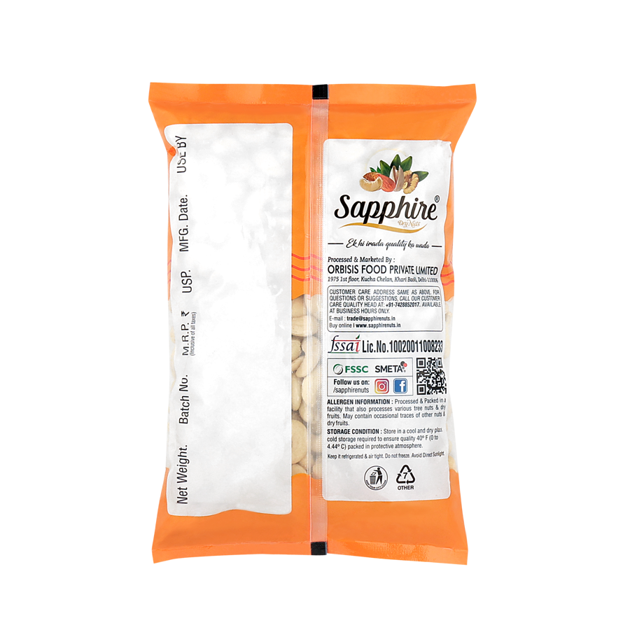Sapphire Natural Cashew Nuts (W320), 1Kg
