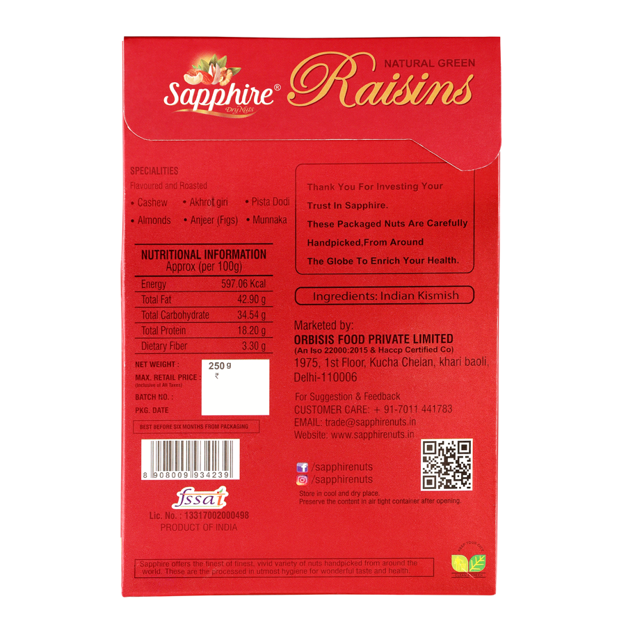 Sapphire Red Raisins/Kishmish, 250g