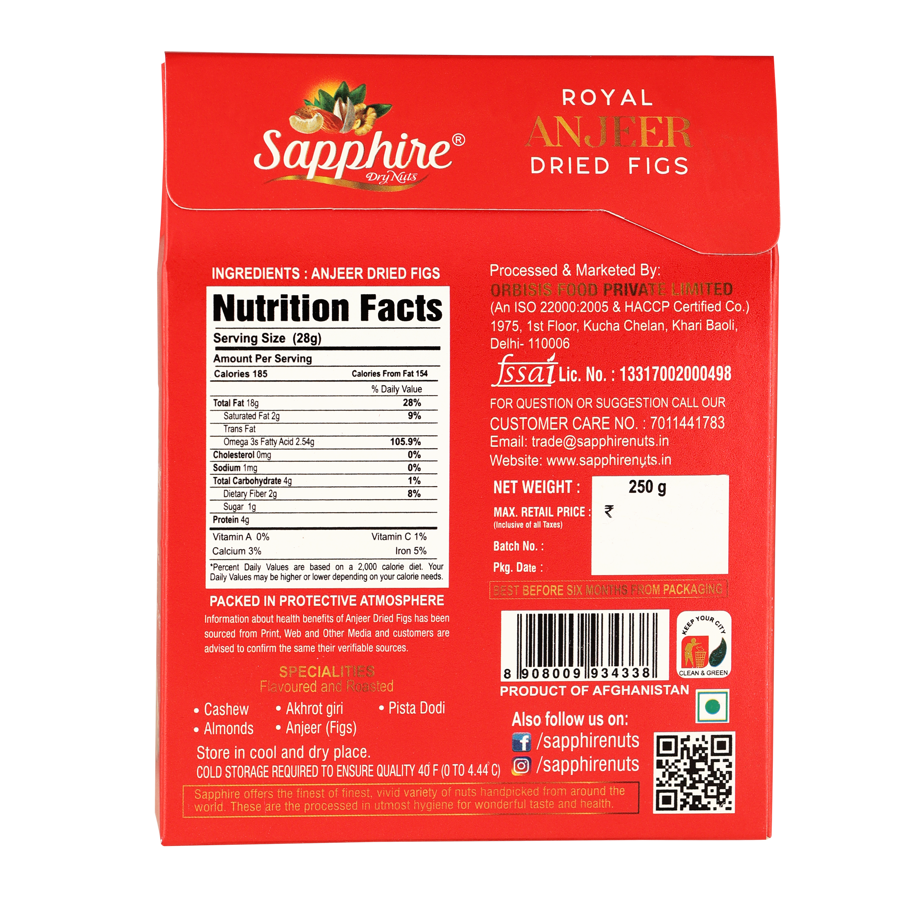 Sapphire Royal Red Fig/Anjeer,  250g
