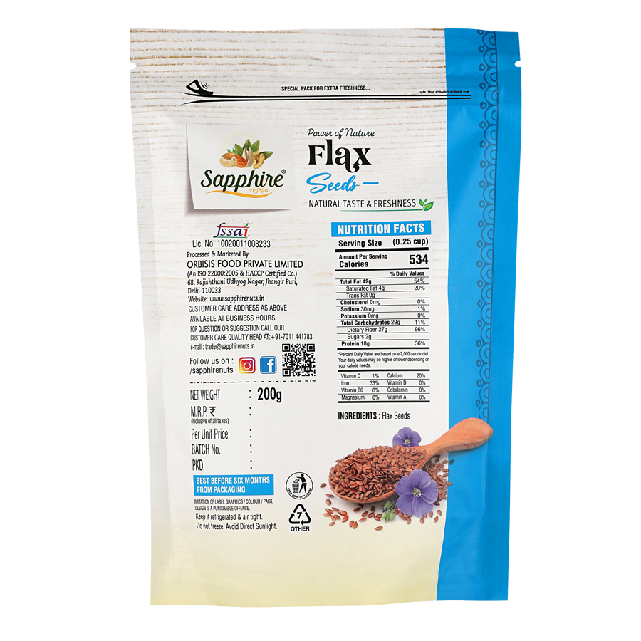 Sapphire Raw Natural Flex Seeds, 200g