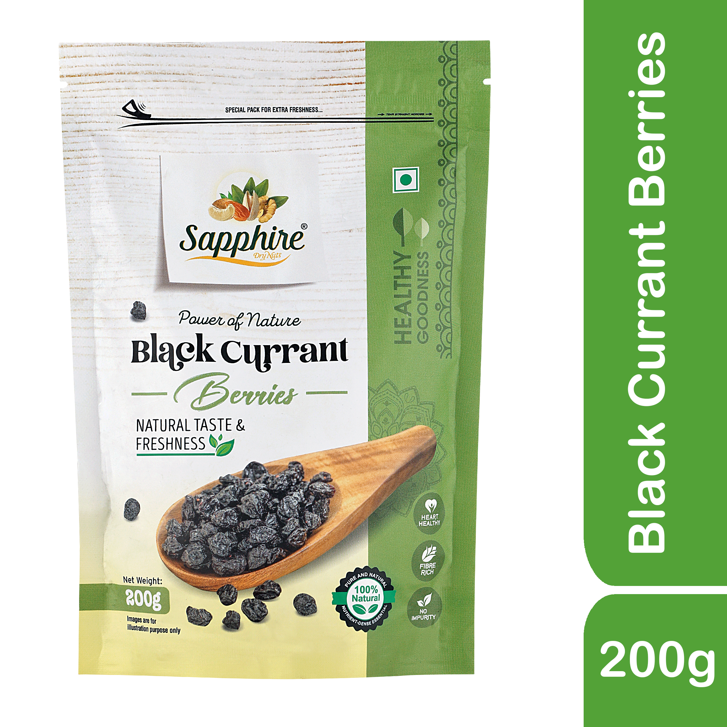 Sapphire Premium California Dried Black Currant Berries, 200g