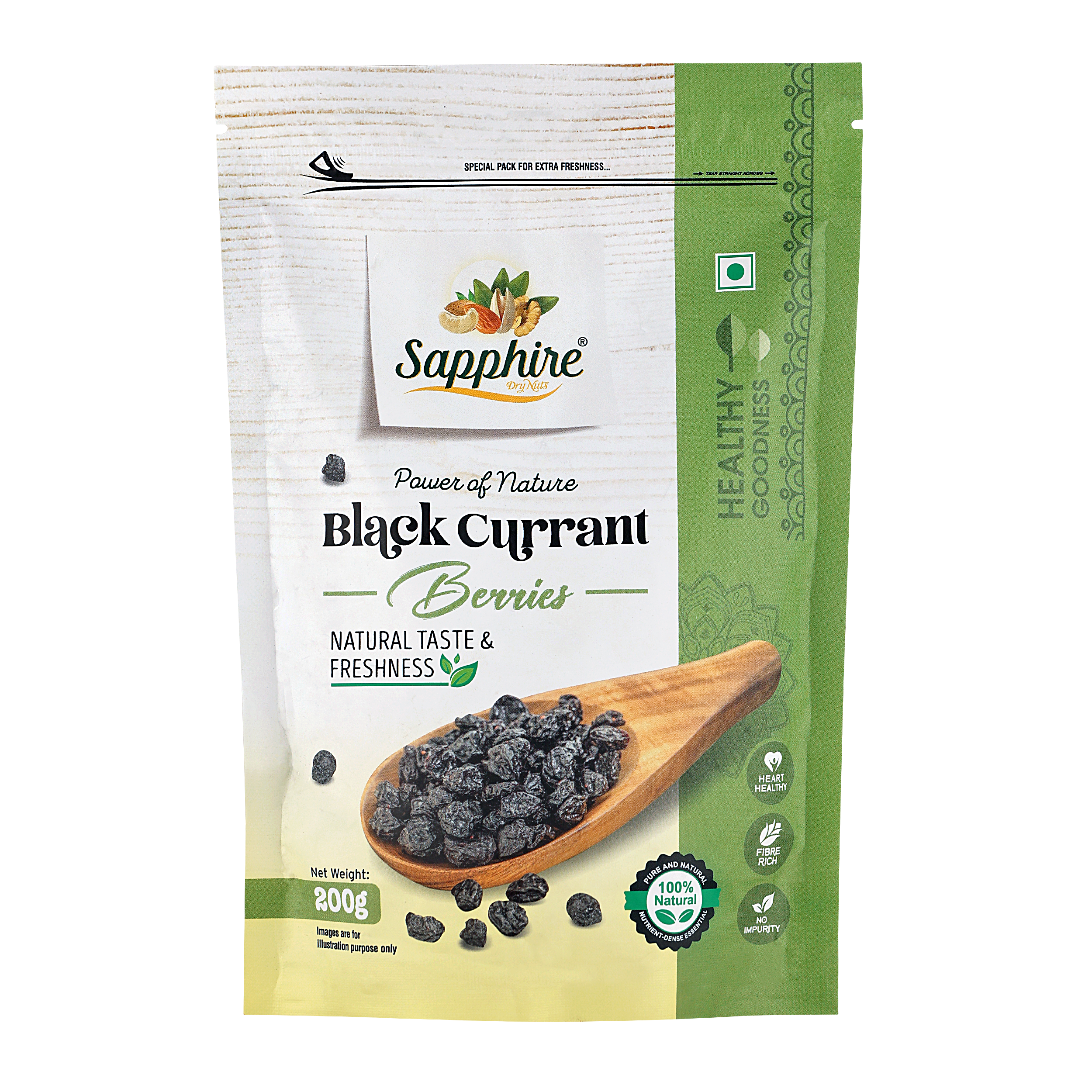 Sapphire Premium California Dried Black Currant Berries, 200g