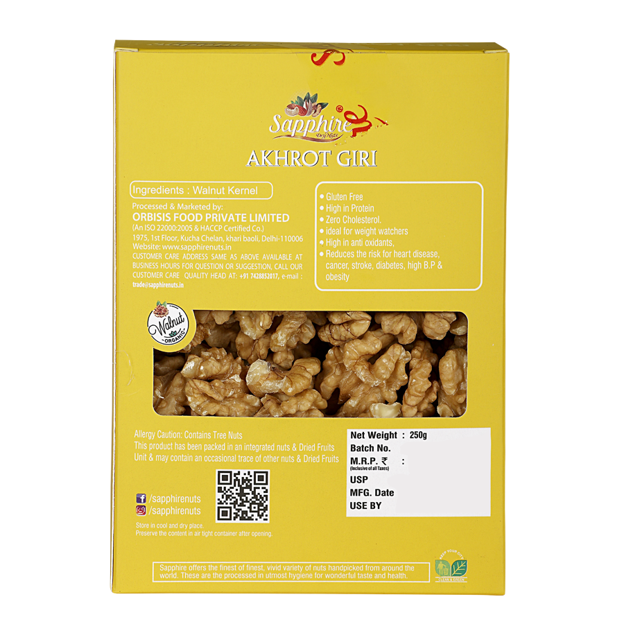 Sapphire Walnut Kernel 4pc, 250g
