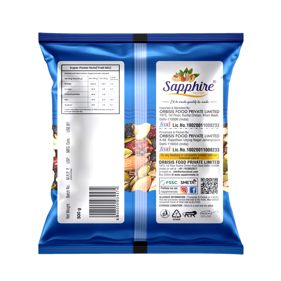 Sapphire Roasted Trail Mix, 500g