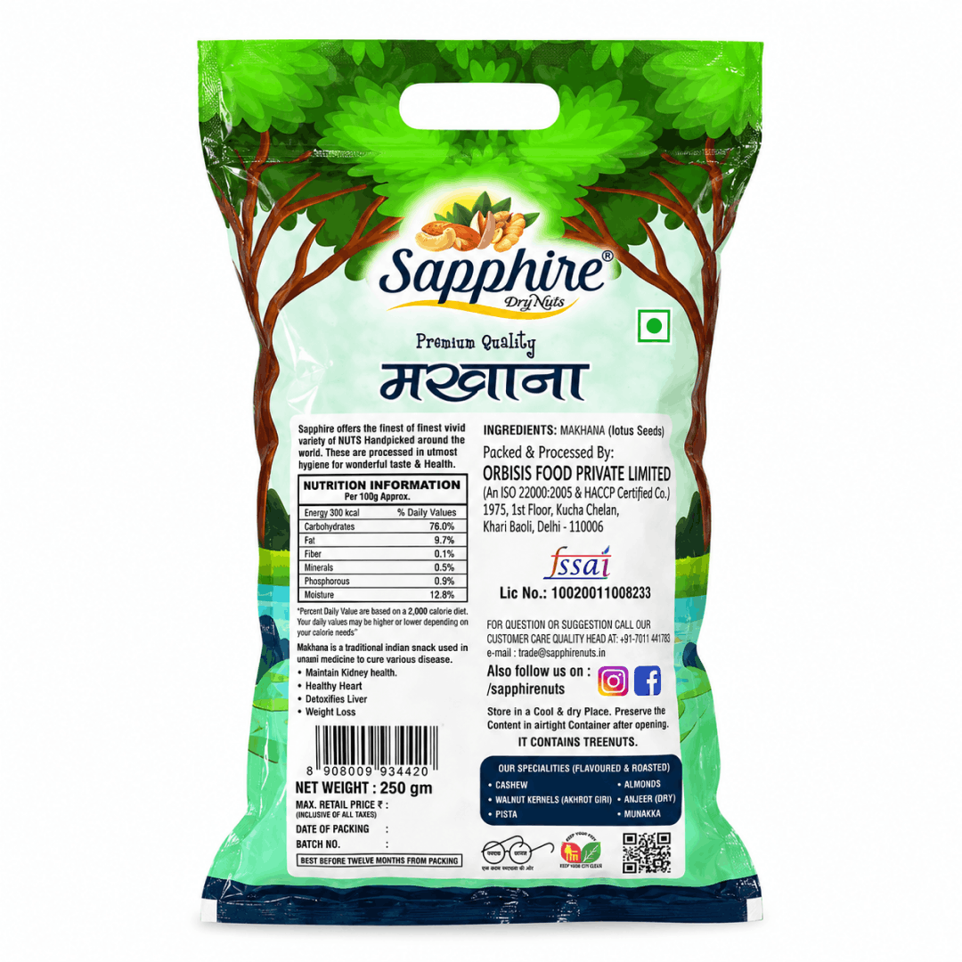 Sapphire Silver Makhana/Foxnut, 250g