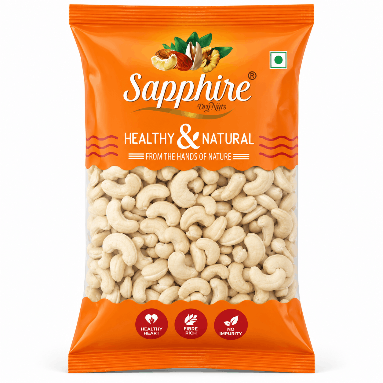 Sapphire Natural Cashew Nuts (W320), 1Kg