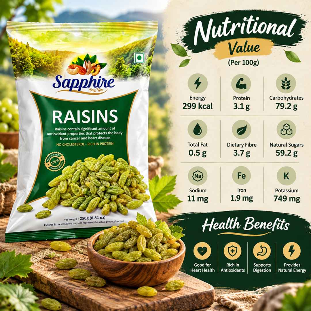 Sapphire Green Long Raisins/Kishmish, 250g