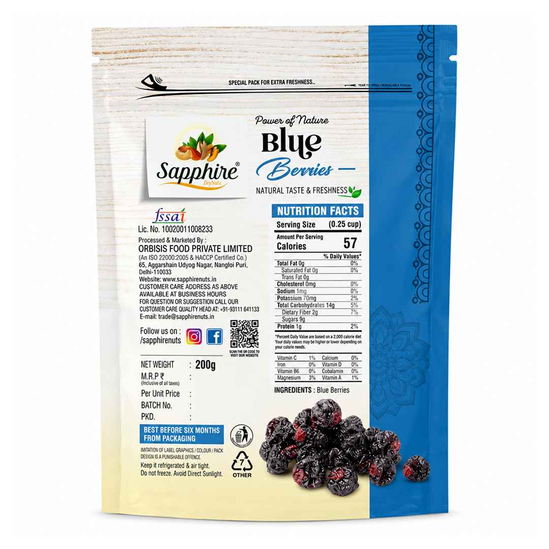 Sapphire Premium California Dried Blue berries, 200g
