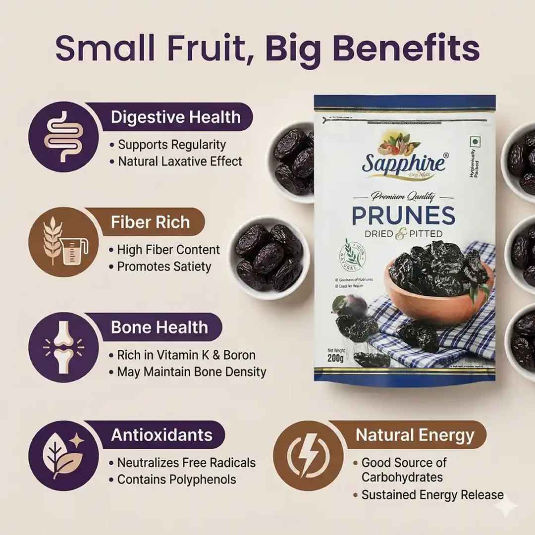 Sapphire Premium California  Pitted Dried Prunes, 200g