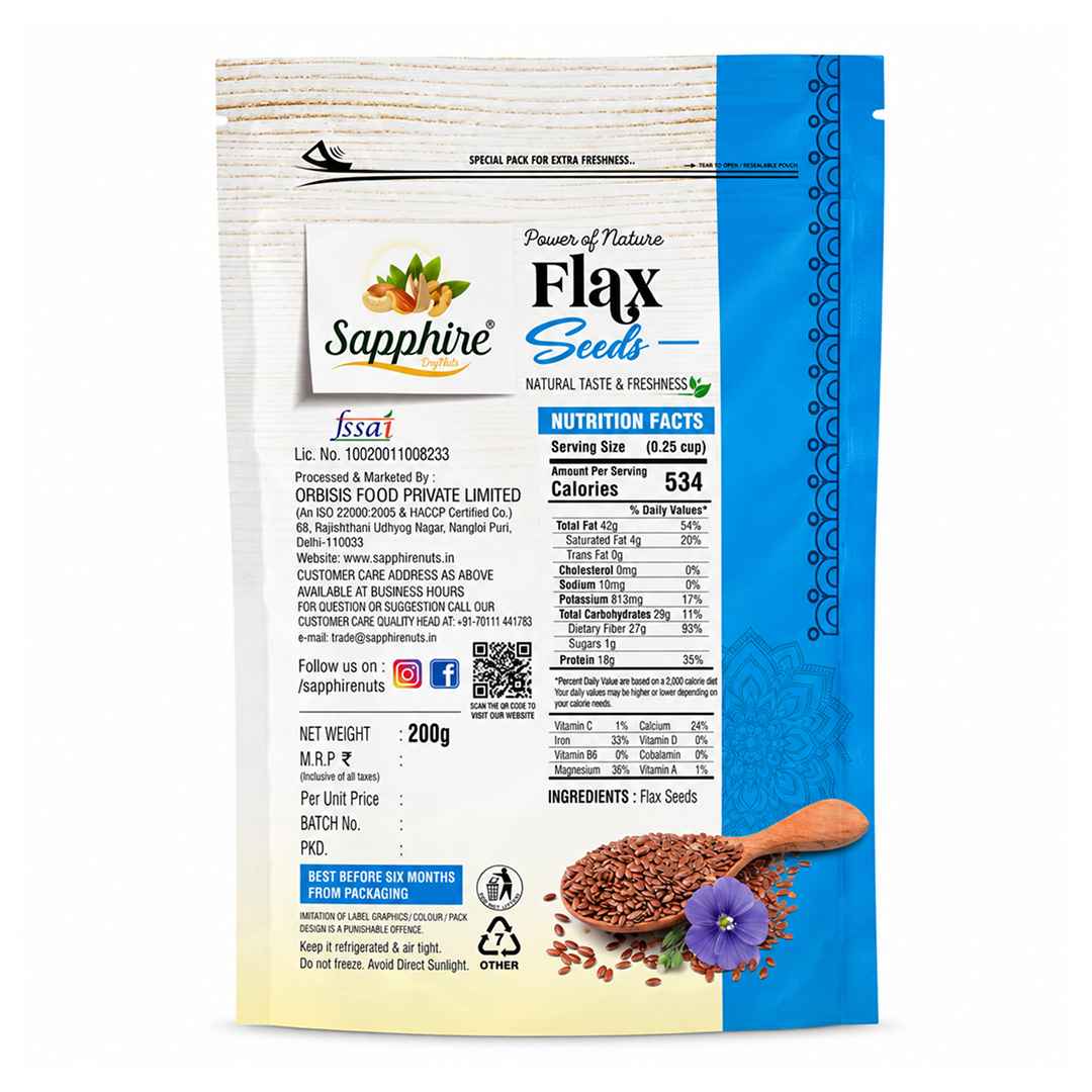 Sapphire Raw Natural Flax Seeds, 200g